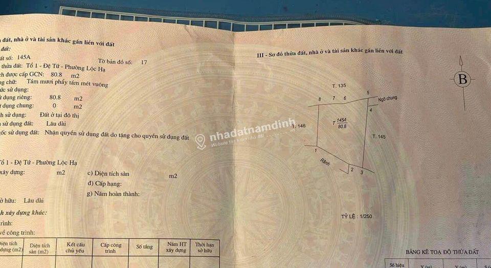  Bán Nhà ngõ Phường Lộc Hạ giá 5x